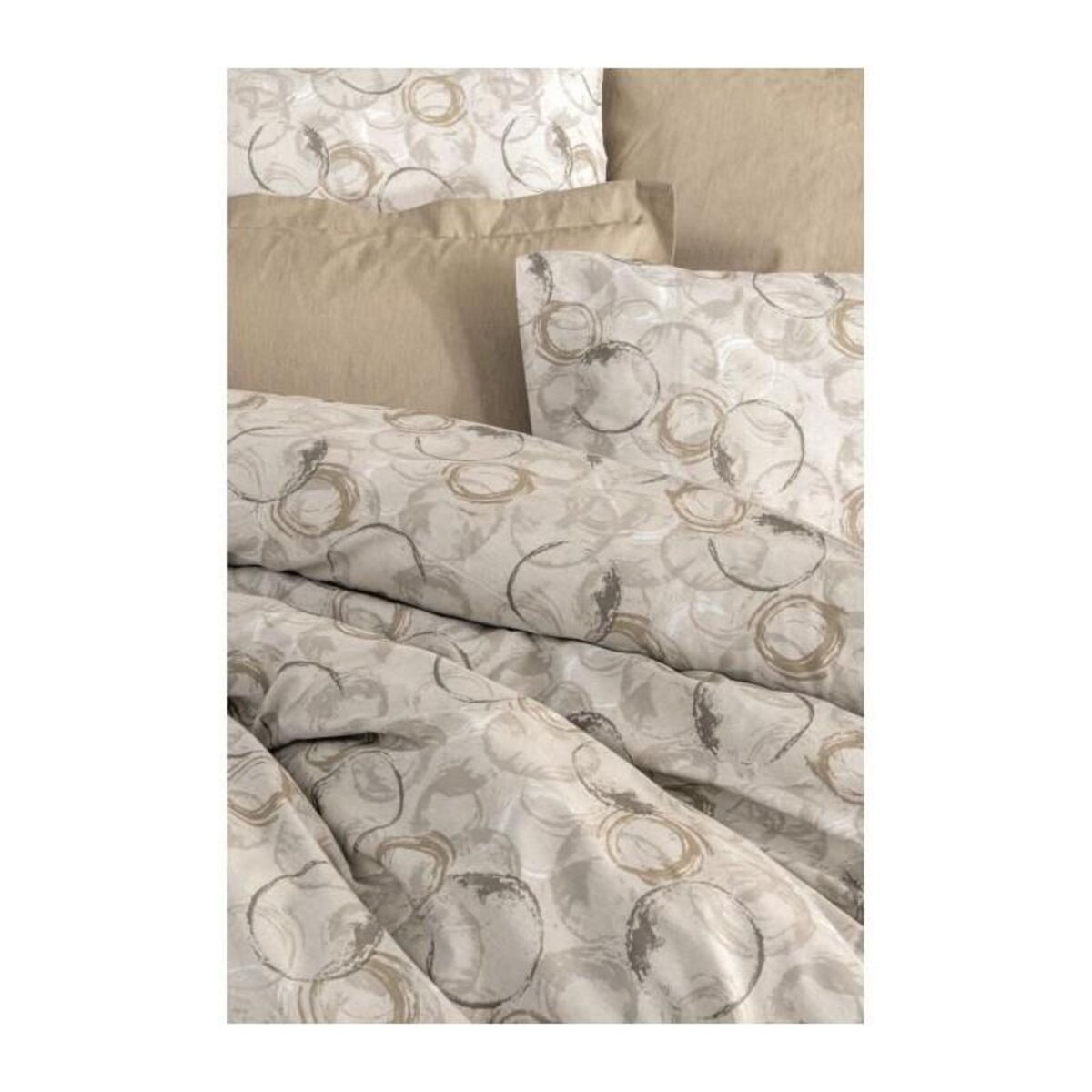 GENERIQUE Parure de lit - 129CTN64617 - 1 housse de couette 220 x 240 cm + 2 taies d'oreiller 60 x 60 cm - 100% coton ranforcé - Beige
