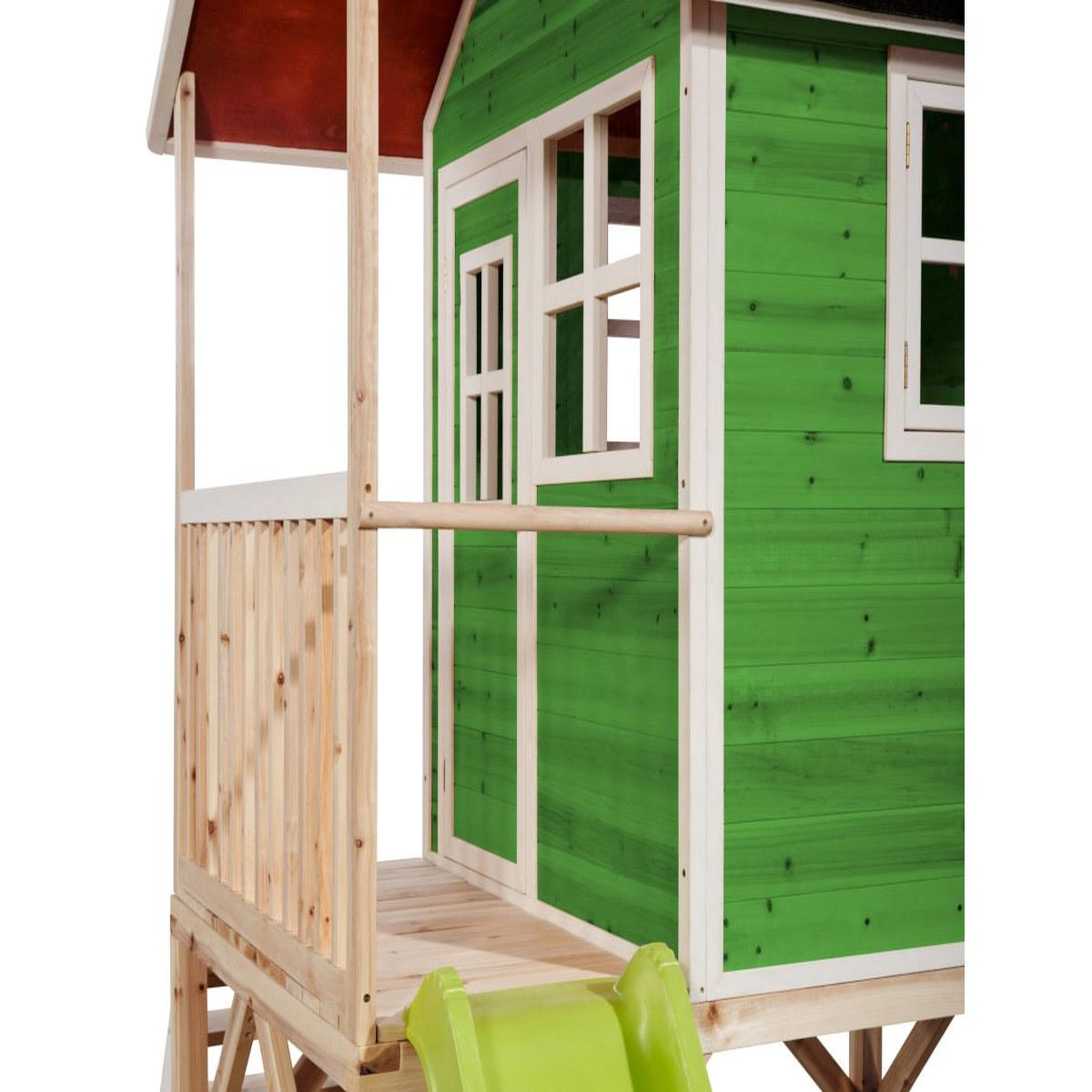 Voir la diapositive 2 : EXIT TOYS Maisonnette en bois pour enfants loft 500 vert - exit toys