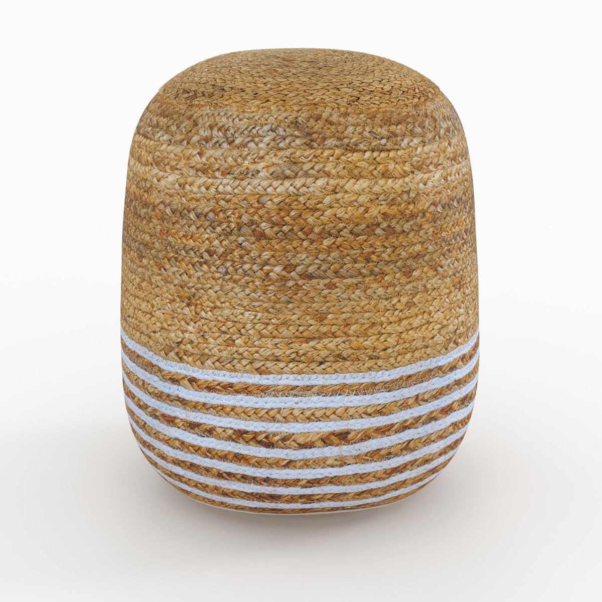 MAISON PAVANE Pouf rond en jute, fines rayures blanches D40 cm-Billy