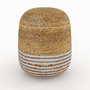 Voir la diapositive 5 : MAISON PAVANE Pouf rond en jute, fines rayures blanches D40 cm-Billy