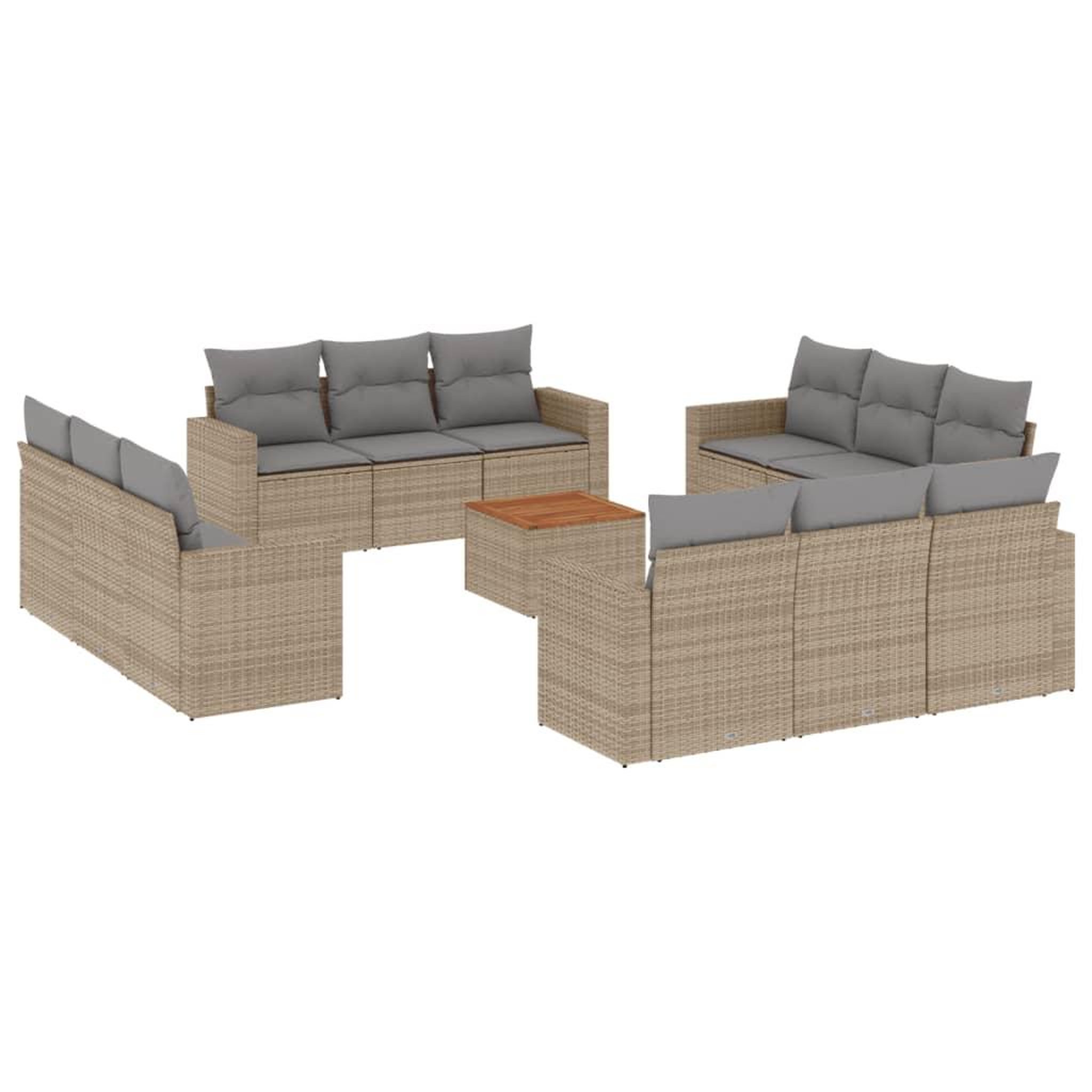 Voir la diapositive 2 : VIDAXL Salon de jardin avec coussins 13 pcs beige resine tressee