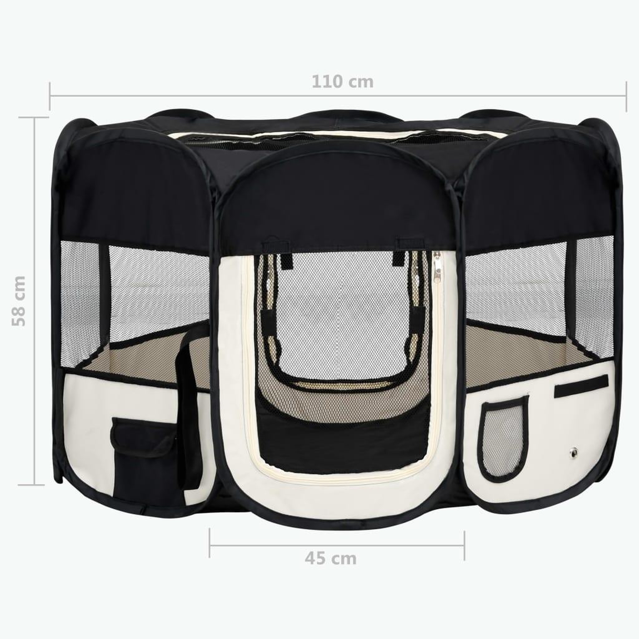 Voir la diapositive 6 : VIDAXL Parc pliable pour chien avec sac de transport Noir 110x110x58cm