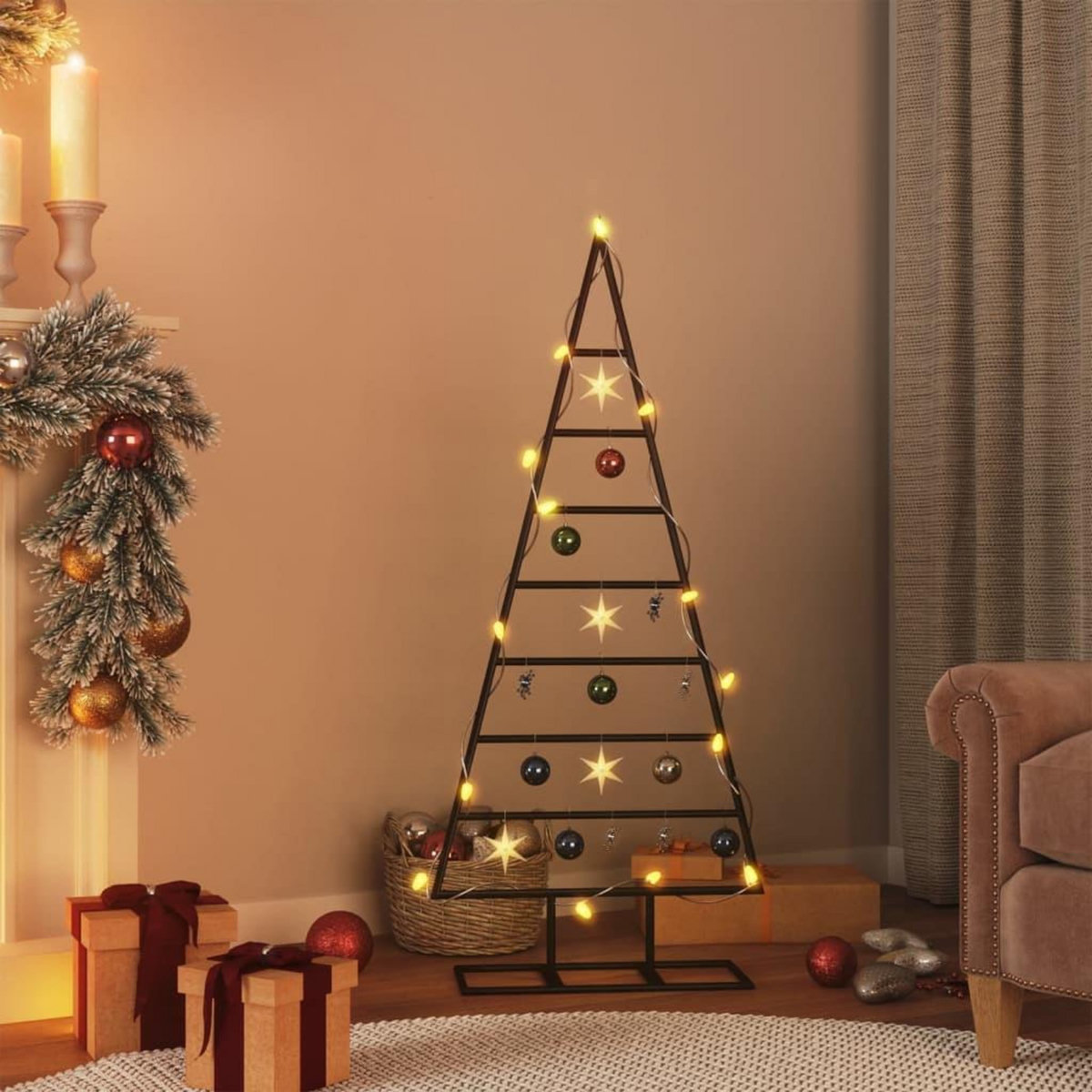 VIDAXL Arbre de Noël en metal pour decoration noir 125 cm