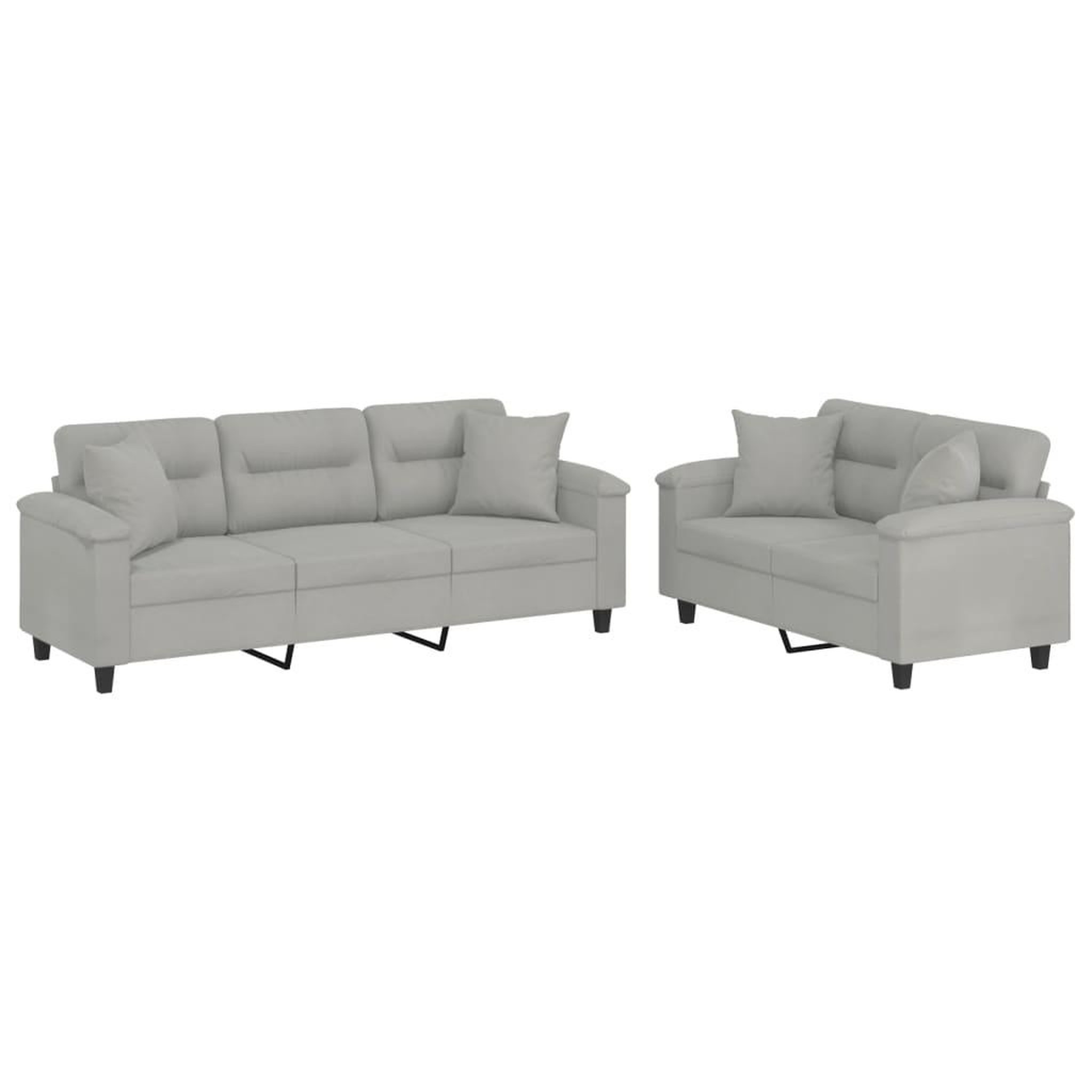 Voir la diapositive 2 : VIDAXL Ensemble de canapes 2 pcs coussins Gris clair Tissu microfibre
