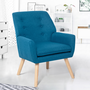 Voir la diapositive 2 : ID MARKET Fauteuil scandinave NAT en tissu bleu canard