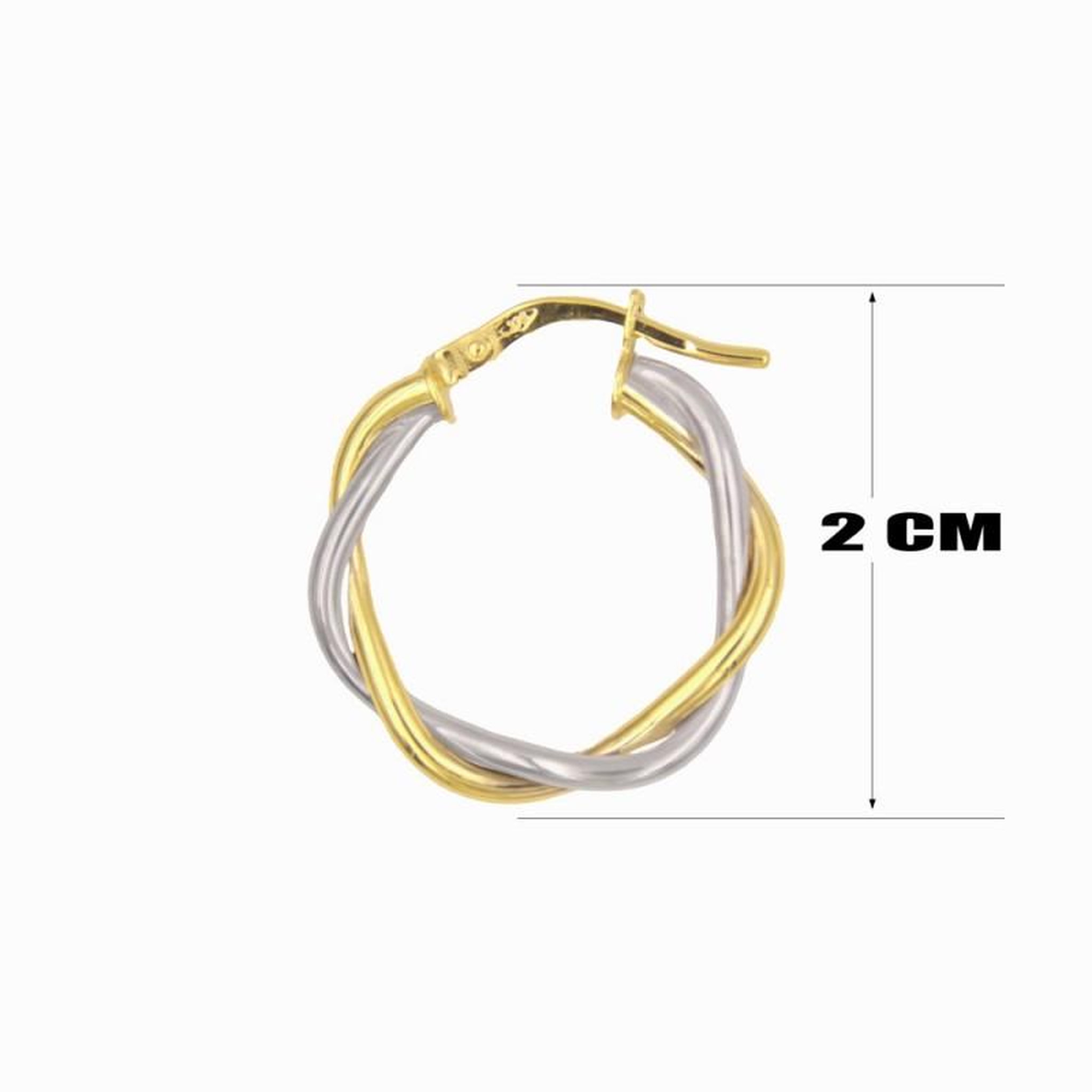 Voir la diapositive 2 : L'ATELIER D'AZUR Boucles d'Oreilles Créoles Or Bicolore Torsadé