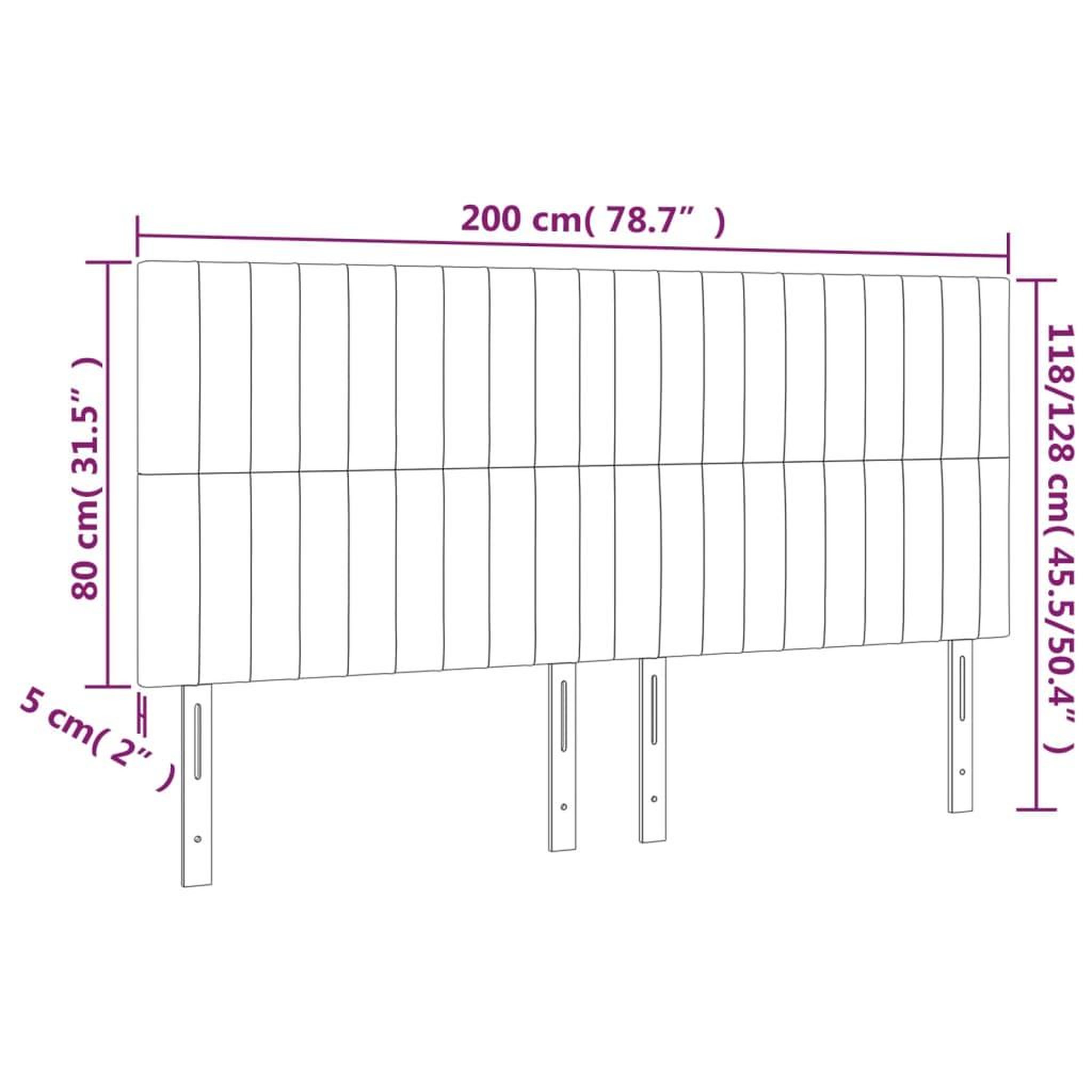 Voir la diapositive 6 : VIDAXL Tete de lit a LED Creme 200x5x118/128 cm Tissu