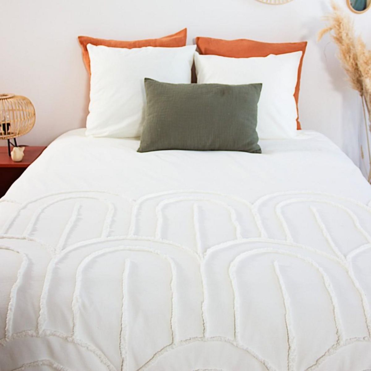 COTE DECO Housse de couette 240x220 + 2 taies FAR en coton lavé