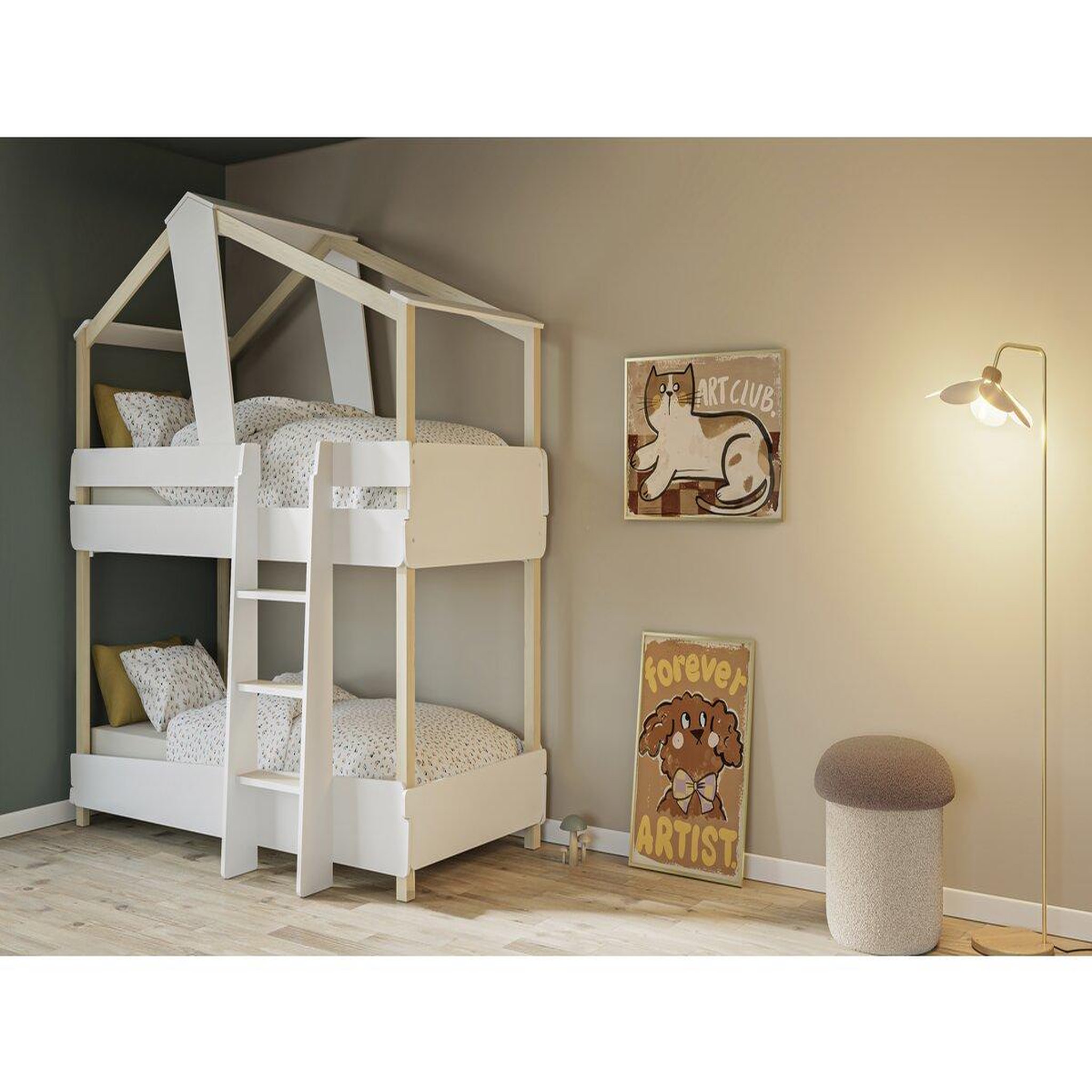 Voir la diapositive 2 : Habitat et Jardin Lit cabane superposé bois  Timber  - 90 x 200 cm - Blanc