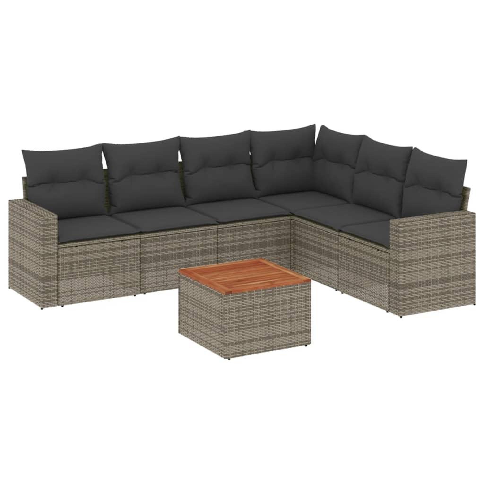 Voir la diapositive 2 : VIDAXL Salon de jardin avec coussins 7 pcs gris resine tressee