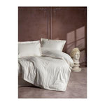 GENERIQUE Parure de lit - 129CTF24635 - 1 housse de couette 220 x 240 cm + 2 taies d'oreiller 60 x 60 cm - Satiné 100% coton - Écru