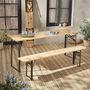 Voir la diapositive 3 : SWEEEK Table en bois 180cm avec 2 bancs – BAYONNE – Esprit brasserie. pliable. 6 personnes