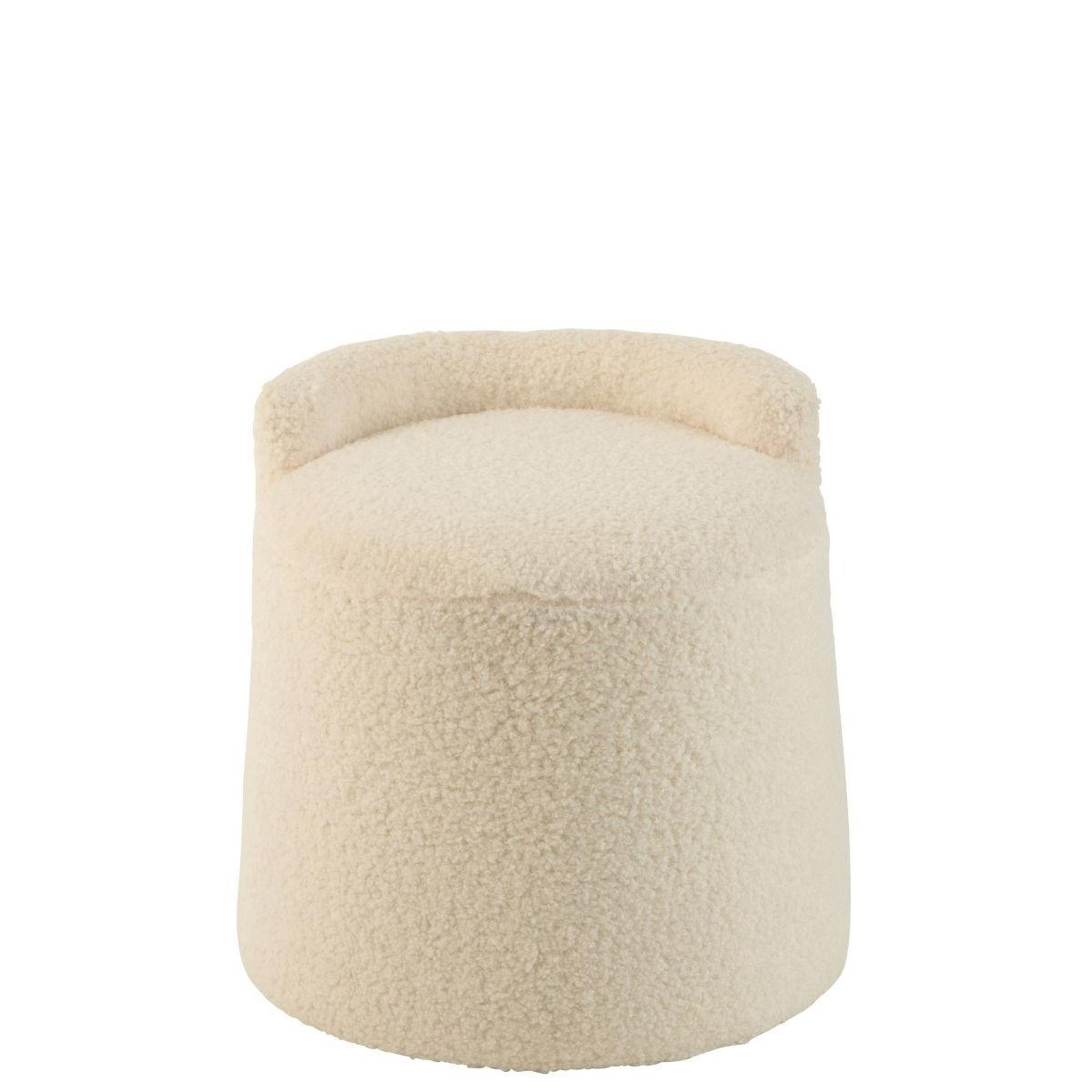 Voir la diapositive 2 : J-LINE Pouf Design Bouclette  Teddy  40cm Beige