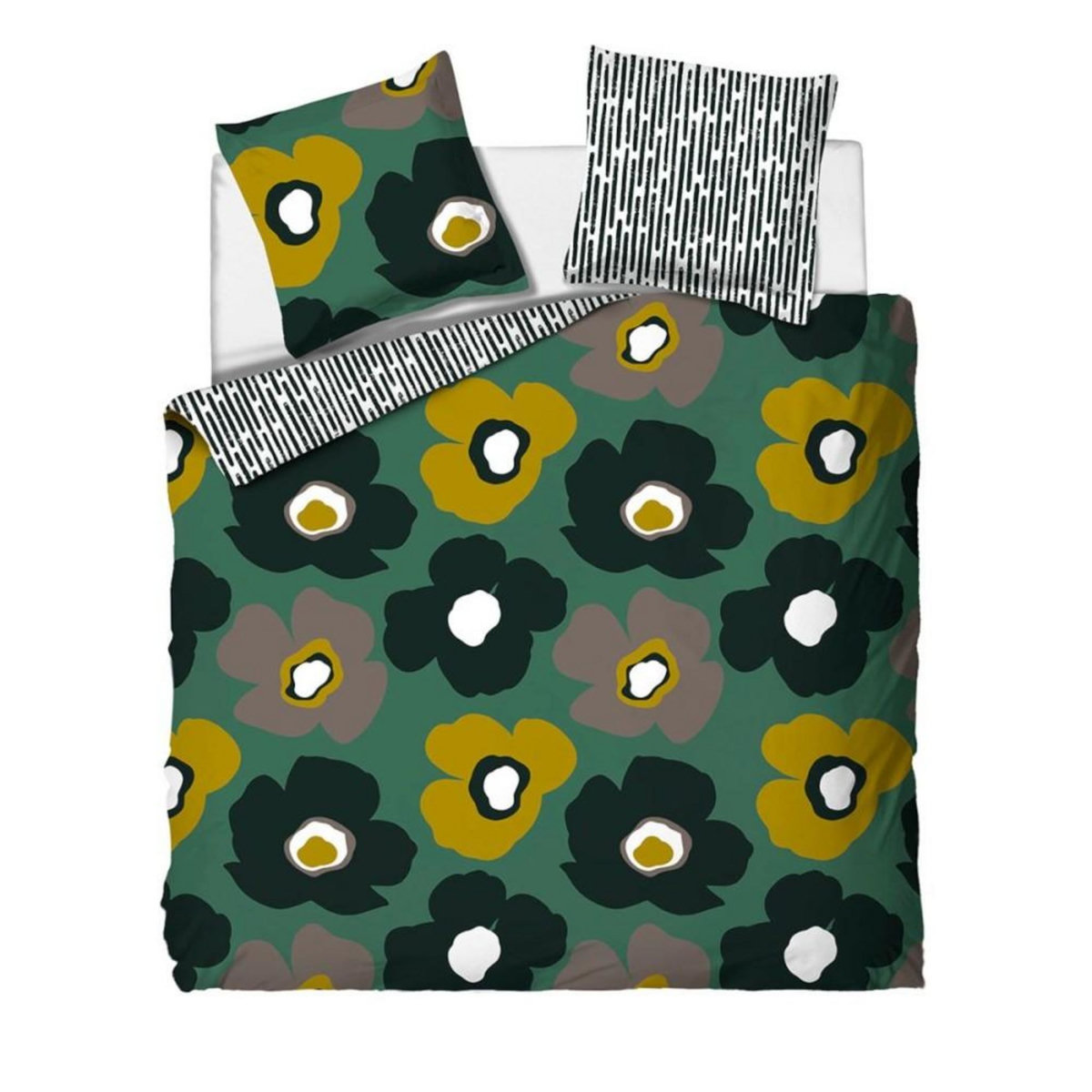 Dourev Housse de couette 240x220 FLEURIE + 2 taies 100% coton