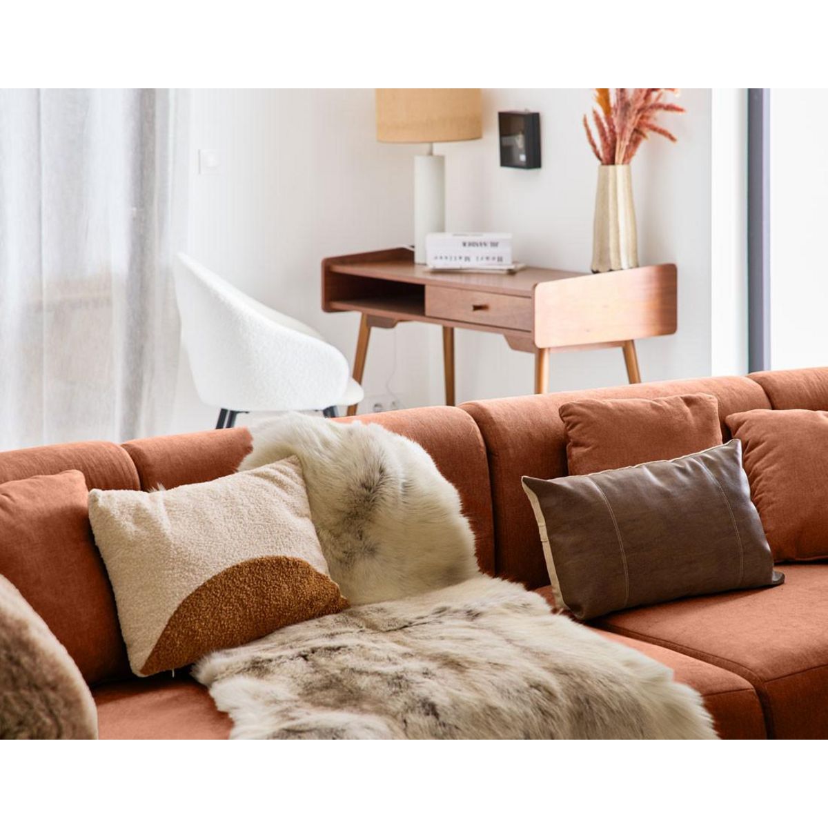 LISA DESIGN Ikare - canapé modulable panoramique - 7 places - en tissu