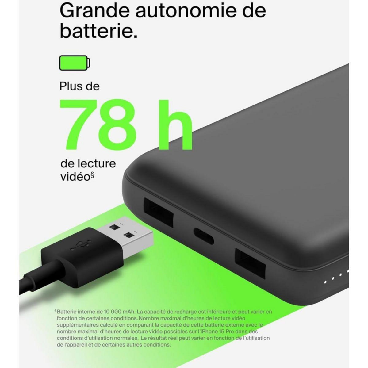 Belkin Batterie externe 20 000 mAh 15W USB-C et USB-A