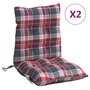 Voir la diapositive 2 : VIDAXL Coussins de chaise a dossier bas lot de 2 motif carreaux rouge