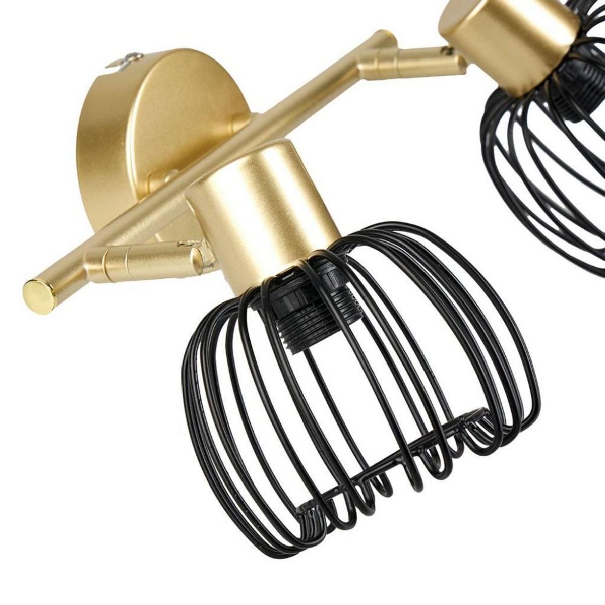 OSTARIA Rampe de spot orientable 2 abat-jour métal doré et noir