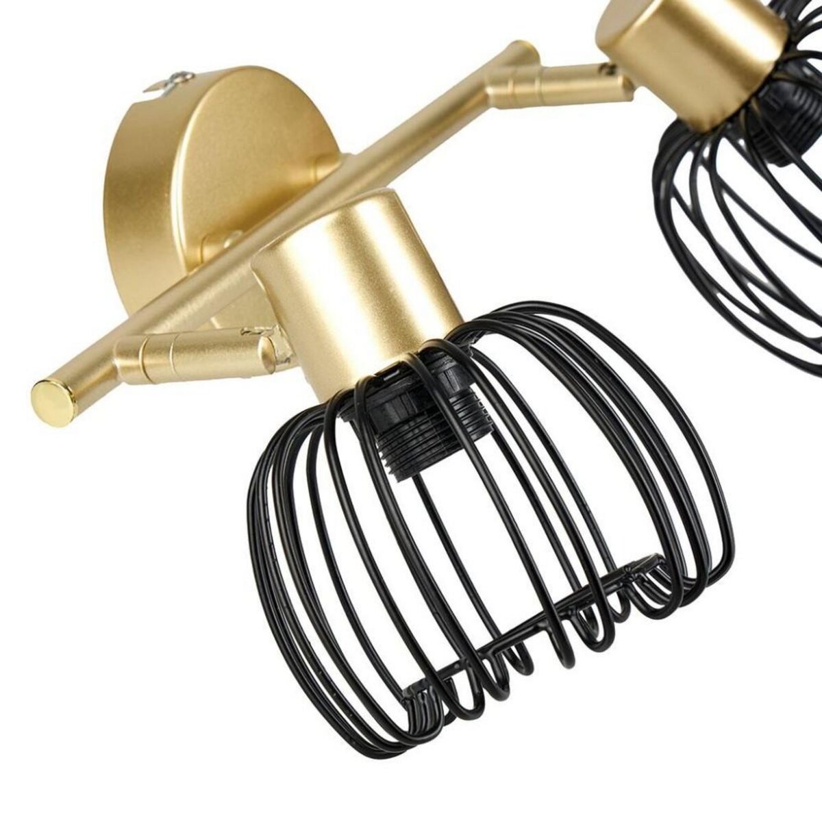 OSTARIA Rampe de spot orientable 2 abat-jour métal doré et noir
