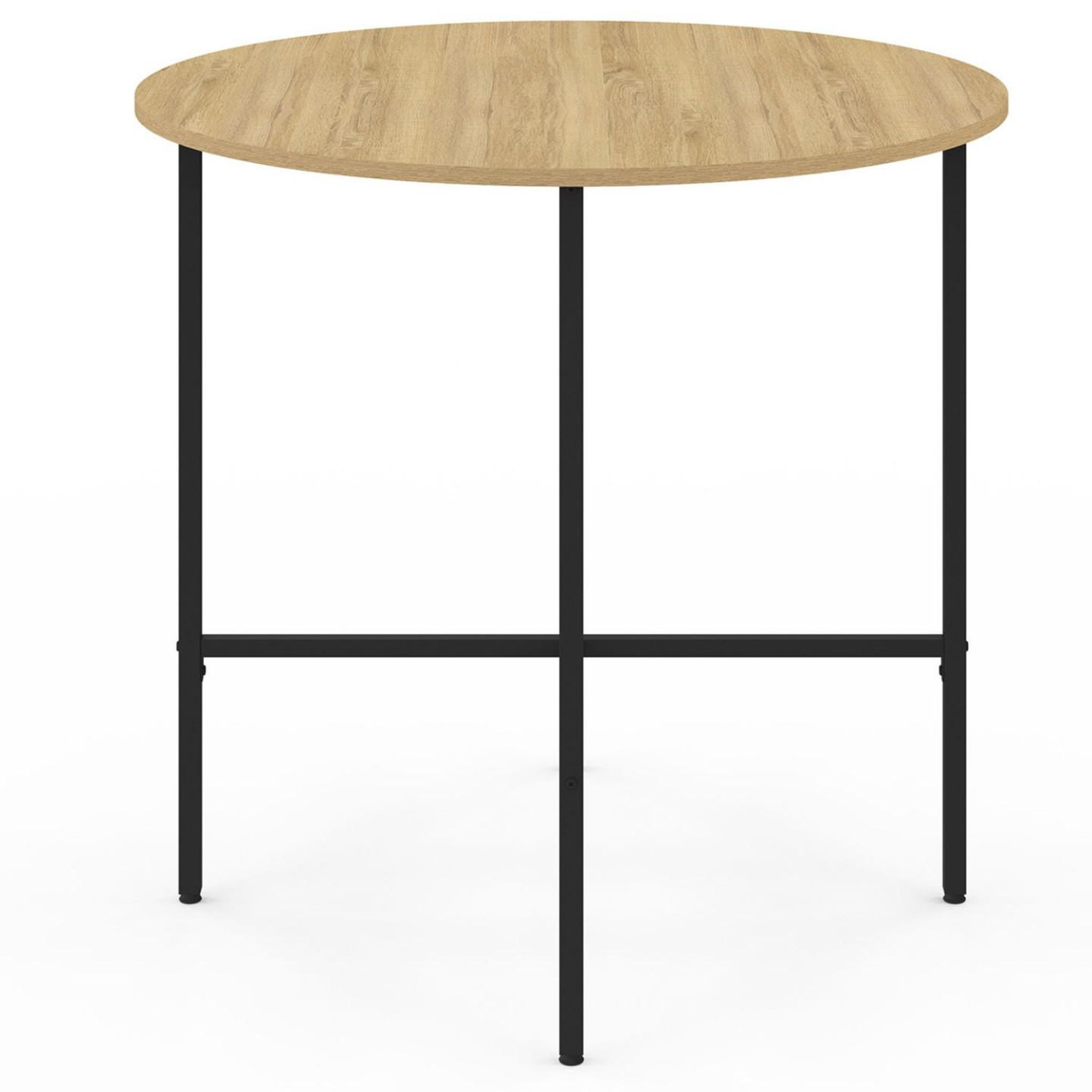 Voir la diapositive 3 : ID MARKET Table à manger fixe ronde detroit 4 personnes design industriel 80 cm