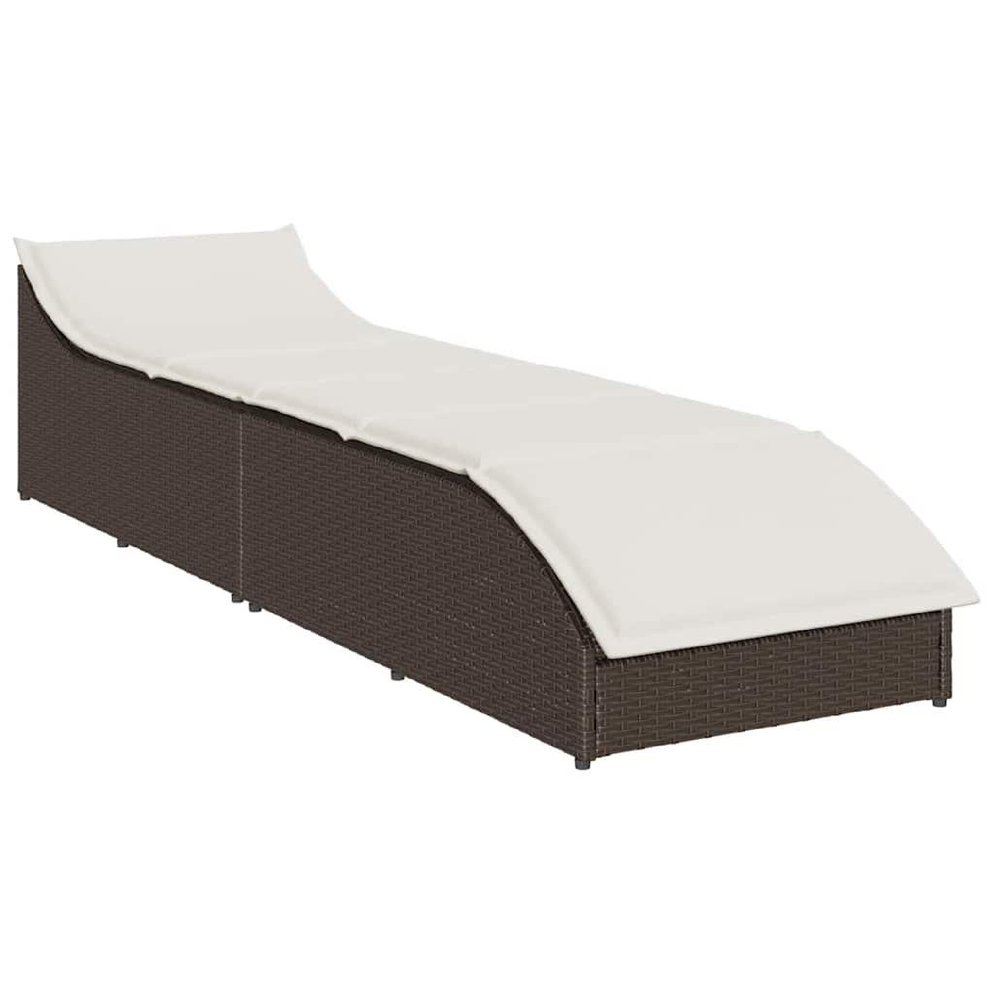 Voir la diapositive 4 : VIDAXL Chaise longue pliante coussin rangement marron resine tressee
