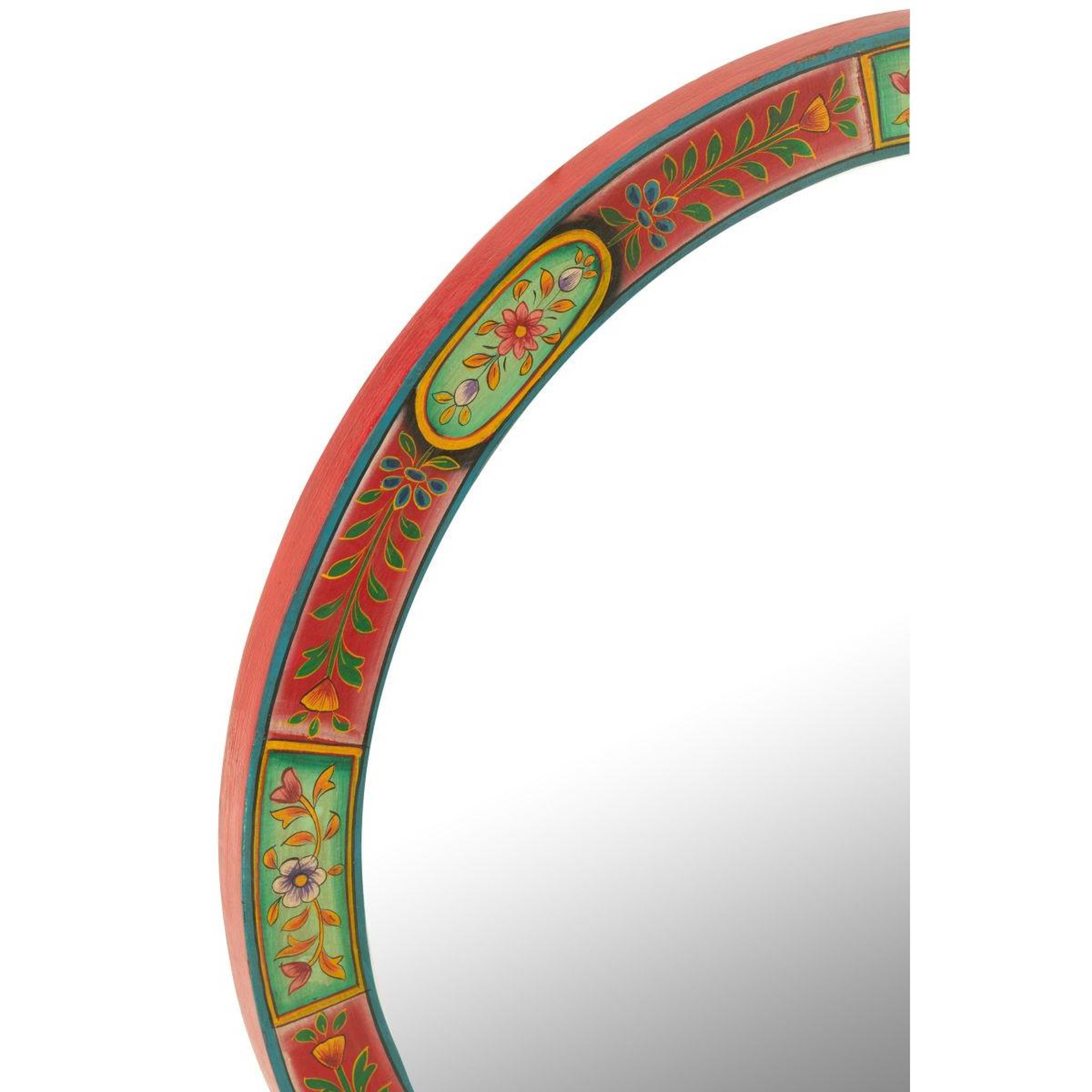 Voir la diapositive 2 : J-LINE Miroir Mural Rond  Mumbai  75cm Multicolore
