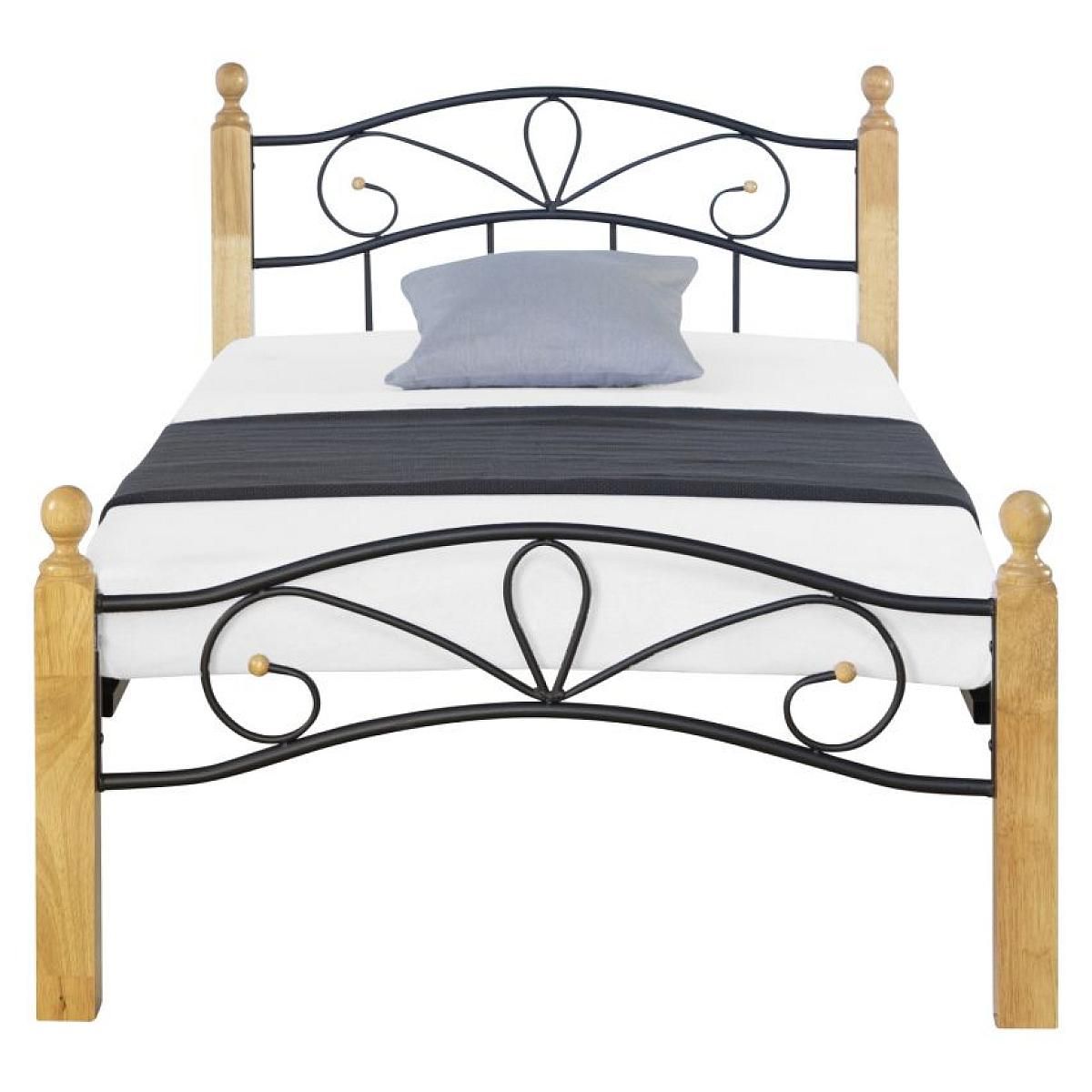 HomeStyle4U Lit en métal 90x200 avec matelas sommier à lattes