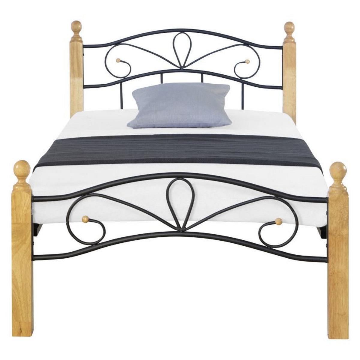 HomeStyle4U Lit en métal 90x200 avec matelas sommier à lattes