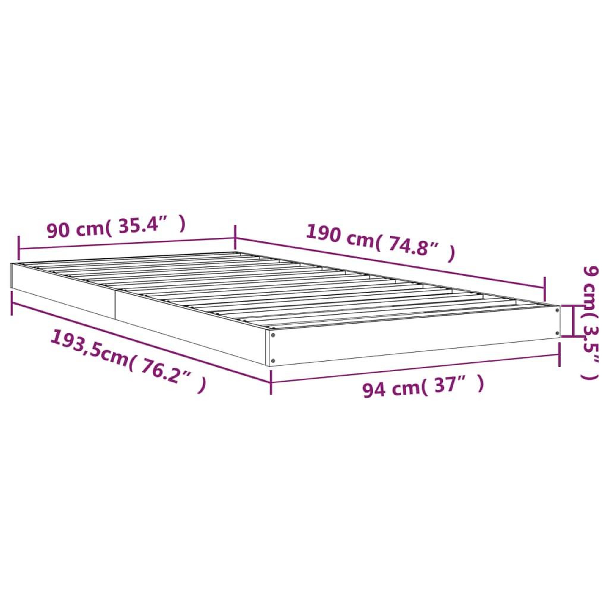 Voir la diapositive 6 : VIDAXL Cadre de lit sans matelas 90x190 cm bois de pin massif