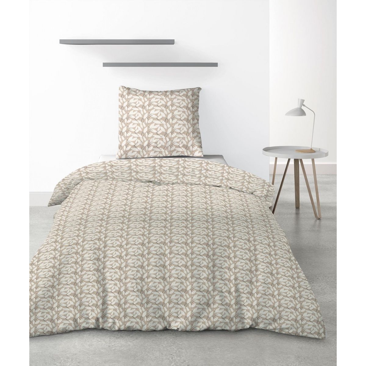 Les Ateliers du Linge Parure housse de couette 100%polyester 60gsm, carmel