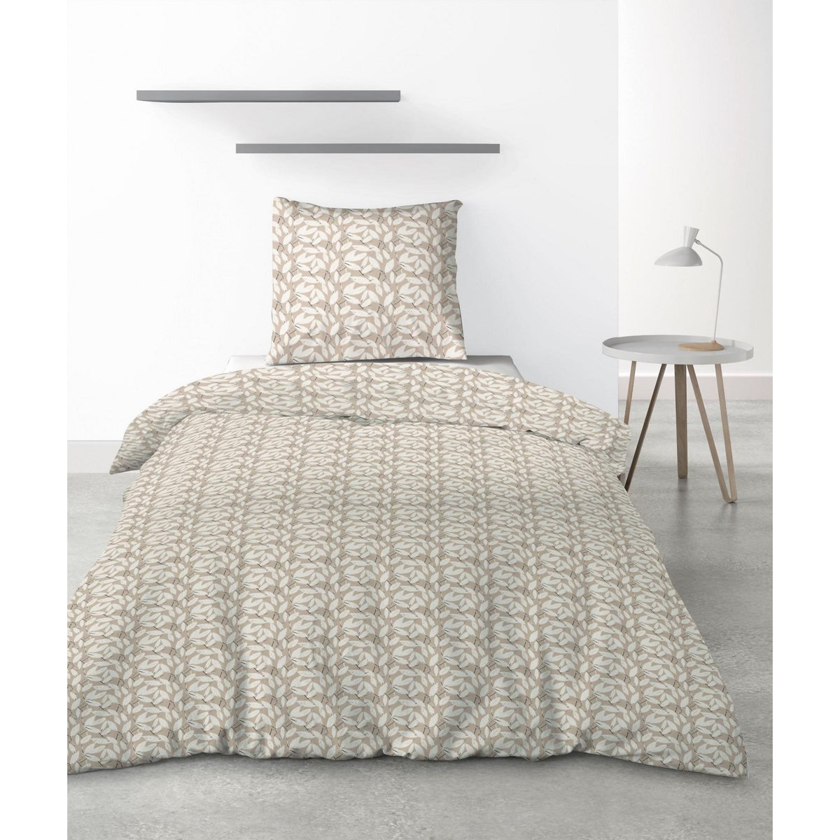 Les Ateliers du Linge Parure housse de couette 100%polyester 60gsm, carmel