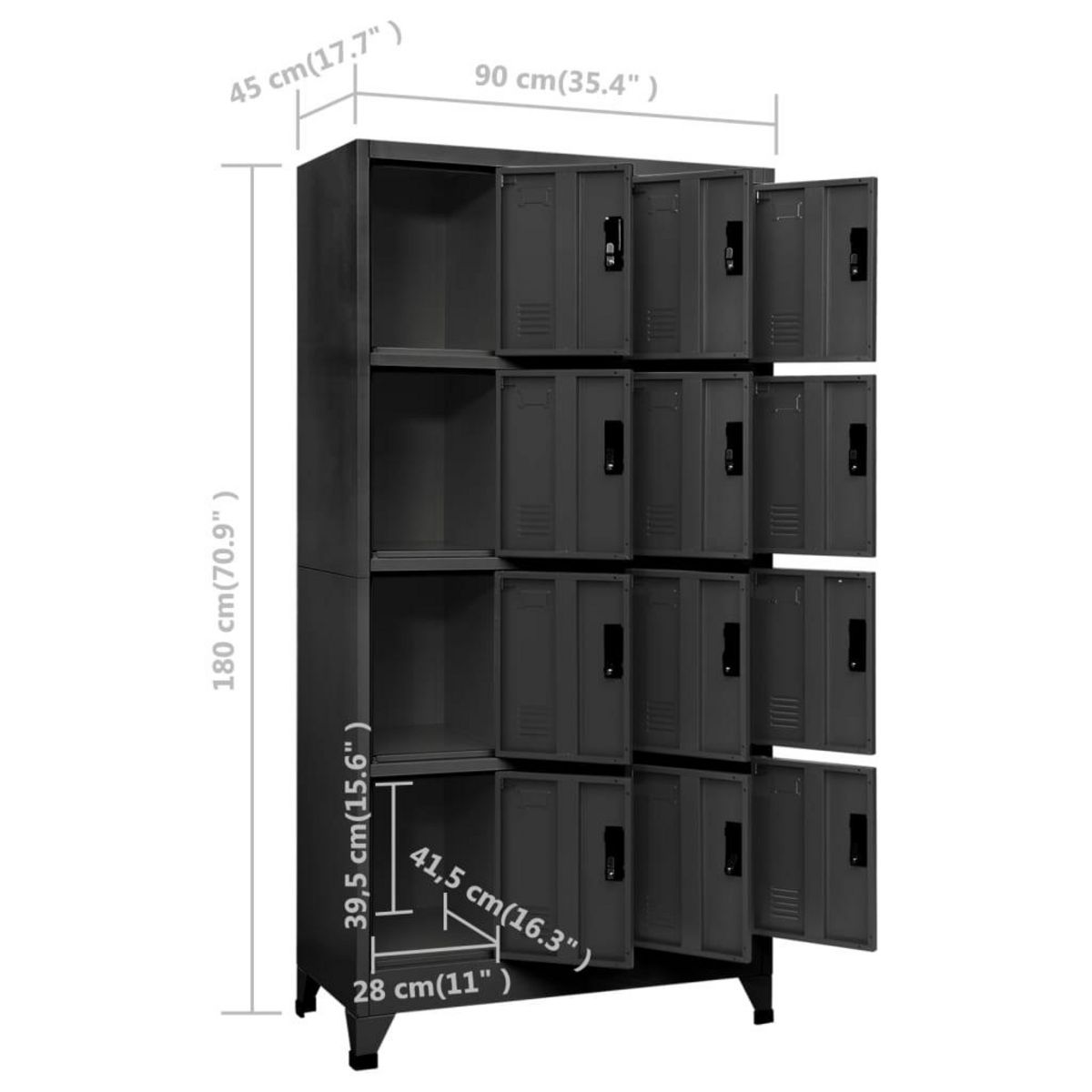 VIDAXL Armoire a casiers Anthracite 90x45x180 cm Acier