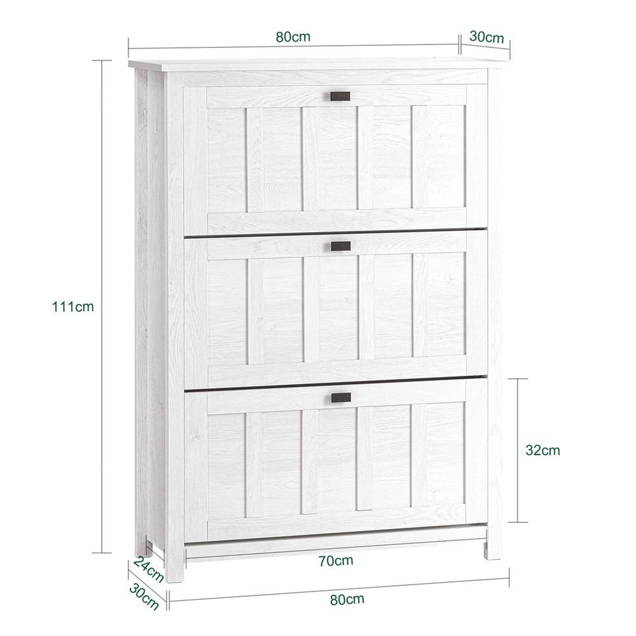 Voir la diapositive 3 : SOBUY SoBuy - Meuble À Chaussures 3 portes - Blanc - 80x30x111cm - Nordique - FSR162-W