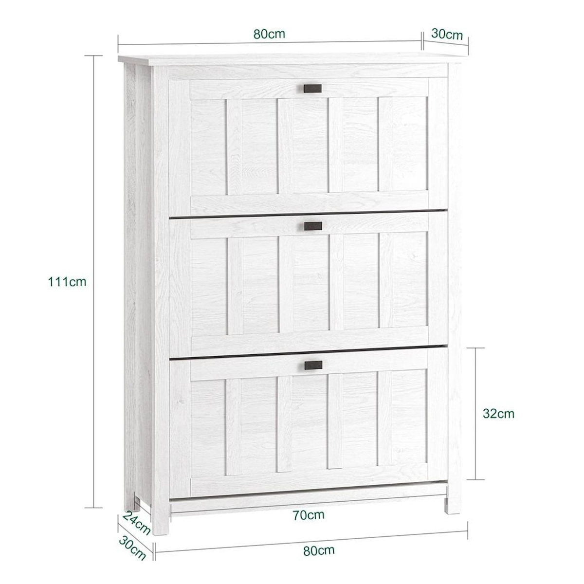 SOBUY SoBuy - Meuble À Chaussures 3 portes - Blanc - 80x30x111cm - Nordique - FSR162-W