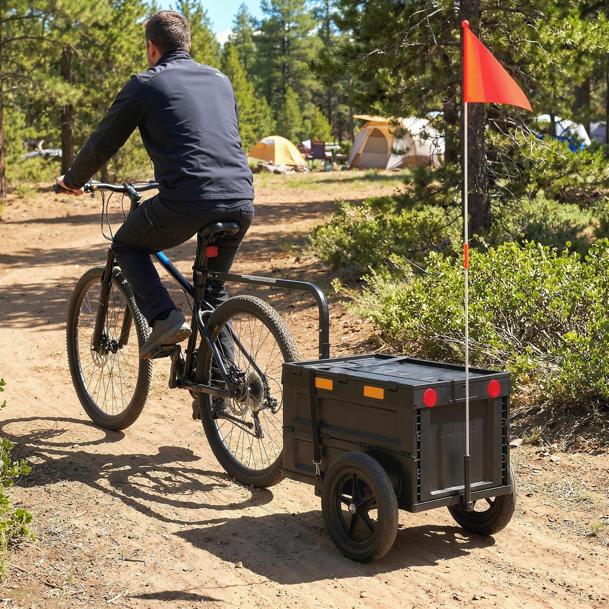 Voir la diapositive 6 : HOMCOM Remorque vélo cargo pliable caisse plastique 65l noir