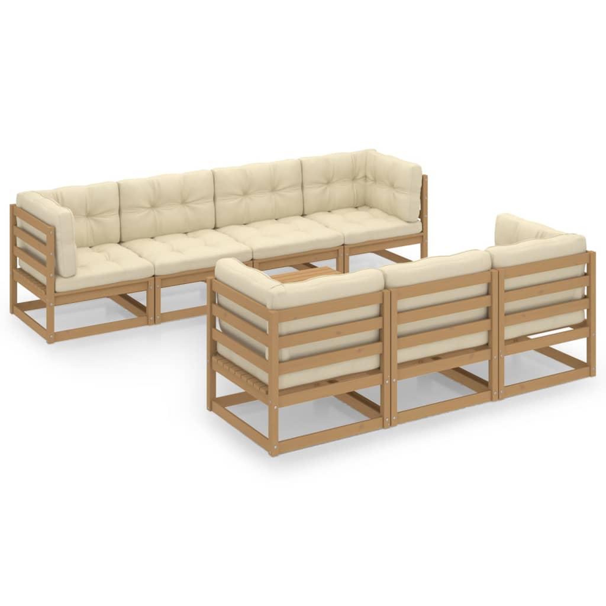Voir la diapositive 2 : VIDAXL Salon de jardin 8 pcs avec coussins Bois de pin massif