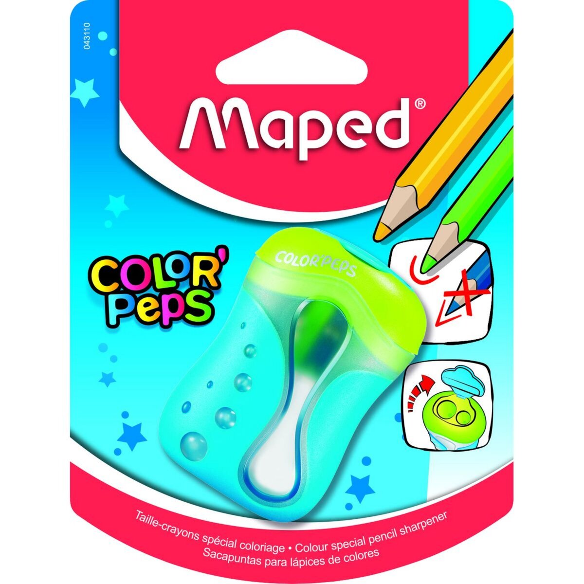 Taille-crayon Ellipse 2 trous couleurs assorties - BIC - 3CBITCELLIPS 