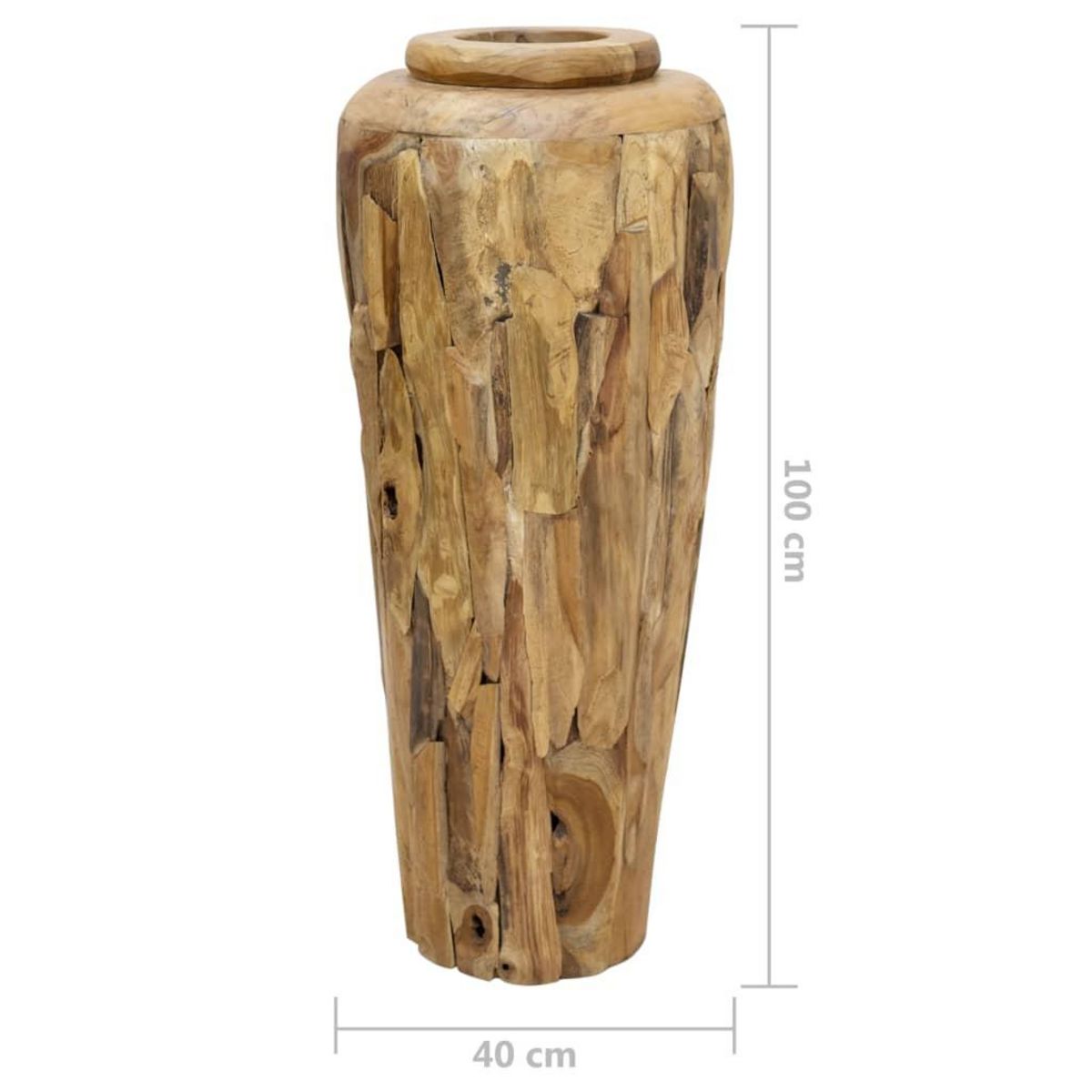 VIDAXL Vase de decoration 40 x 100 cm Bois de teck solide