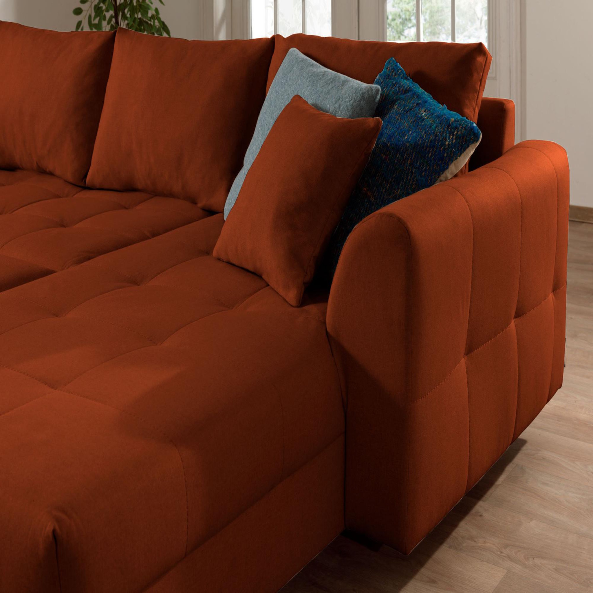 Voir la diapositive 5 : LISA DESIGN Rune - canapé panoramique avec pouf d'appoint - 7 places - style scandinave - gauche
