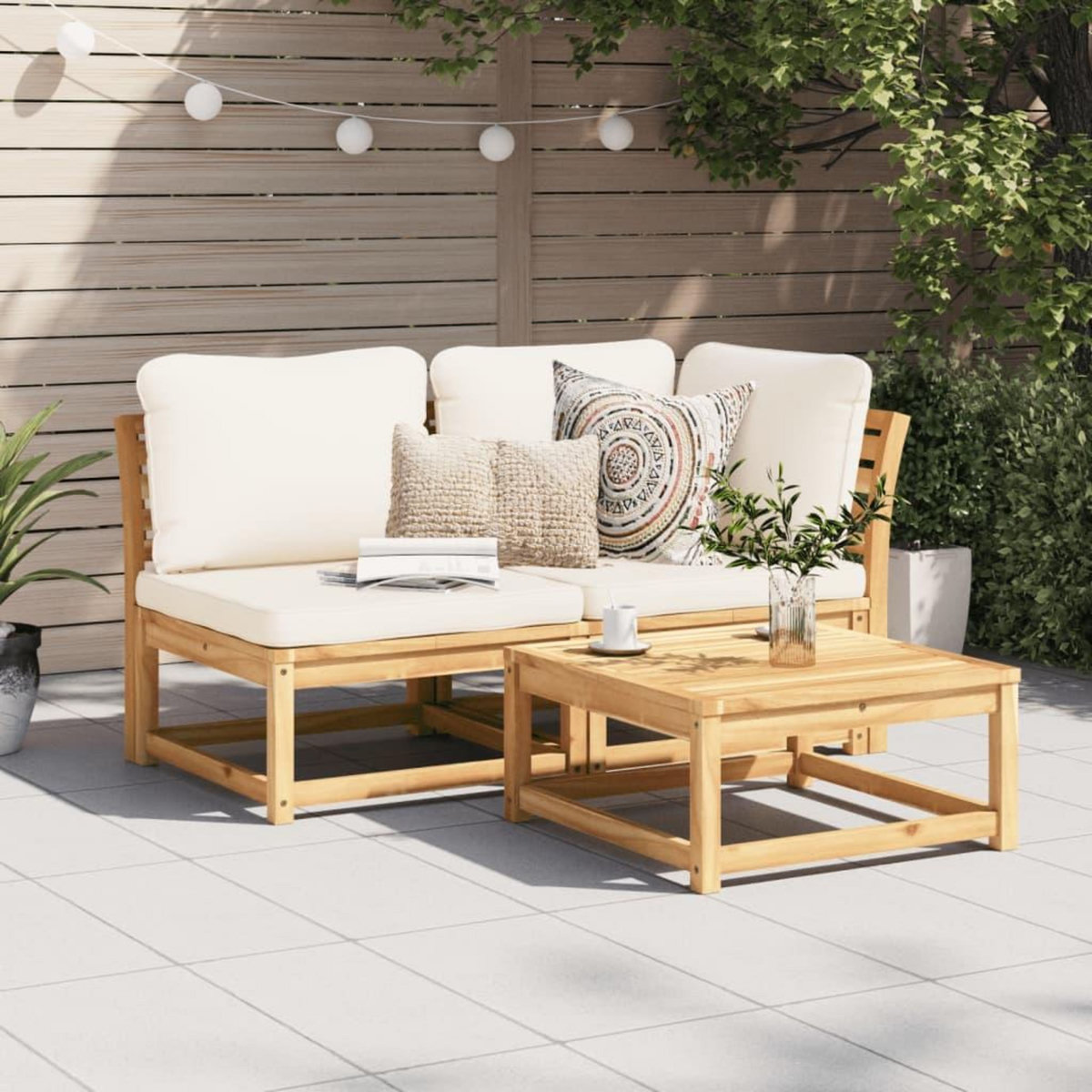 VIDAXL Salon de jardin 2 pcs avec coussins bois massif d'acacia