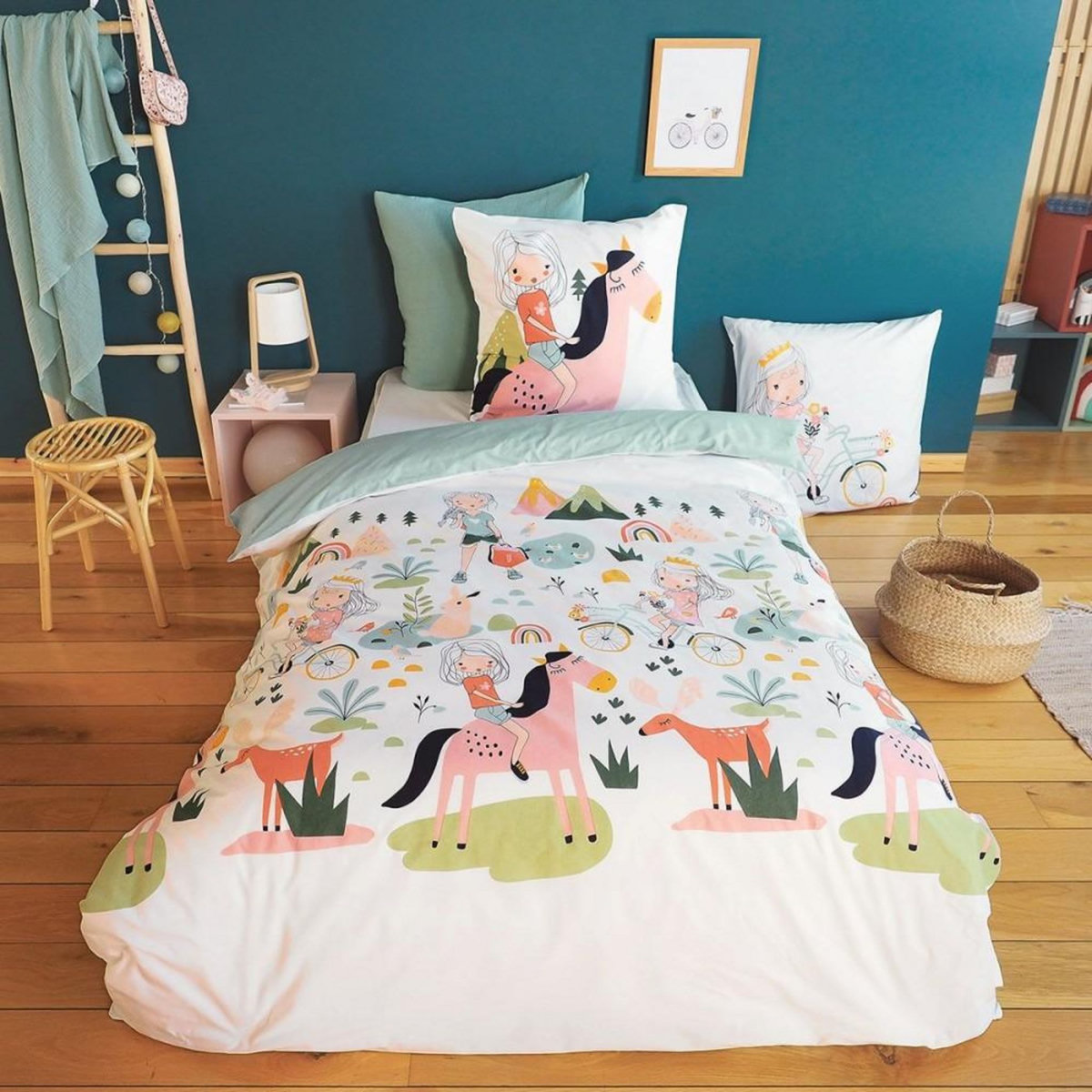 COTE DECO Housse de couette 140x200 + 1 taie Tess rando coton 57 fils