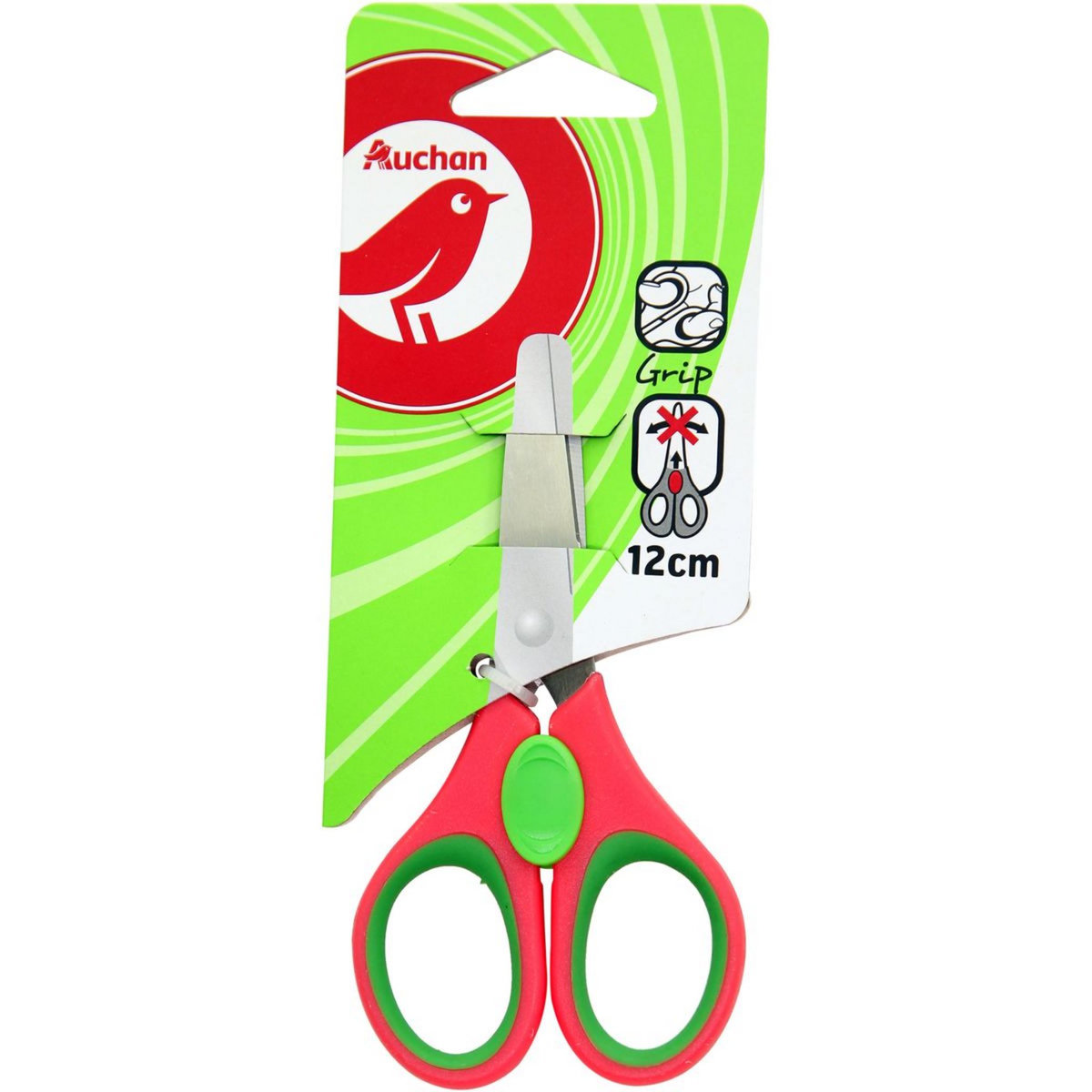 AUCHAN Paire de ciseaux bouts ronds 12 cm sécurité droitier coloris aléatoire