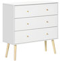 Voir la diapositive 1 : HOMCOM Commode 3 tiroirs design scandinave piètement effilé incliné bois pin panneaux blanc