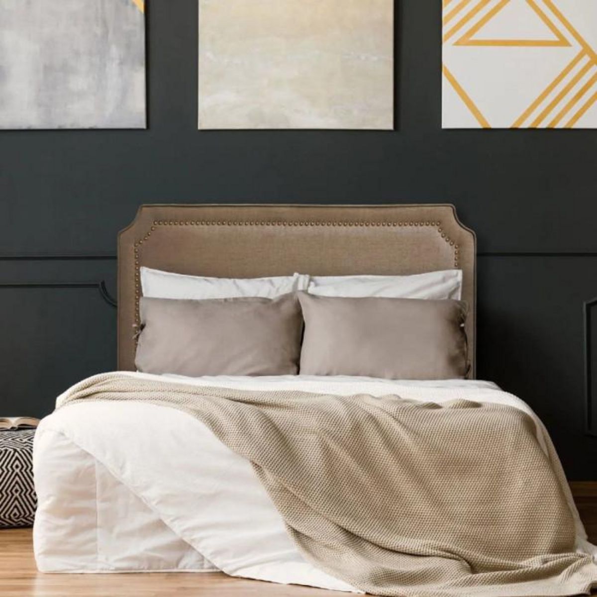 Paris Prix Tête de Lit  Design en Tissu  Selena  160cm Gris Chiné