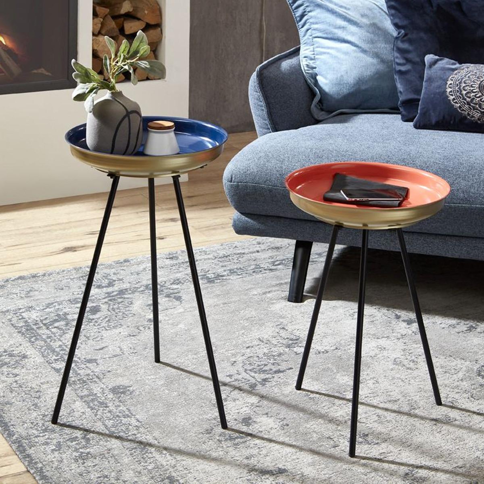 Voir la diapositive 2 : Paris Prix Lot de 2 tables d'appoint  alice  66cm multicolore