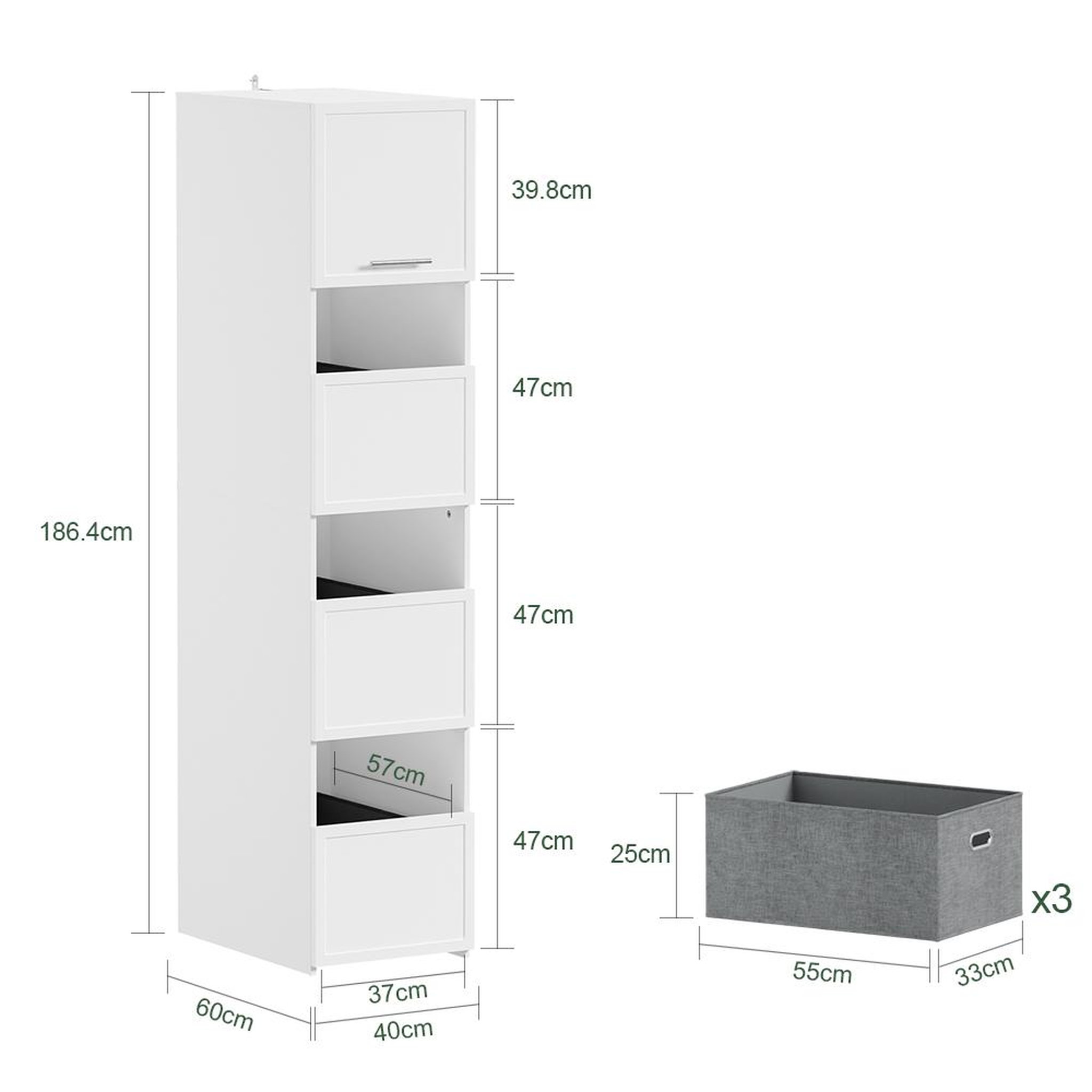 Voir la diapositive 3 : SOBUY Armoire de rangement linge 4 portes et 3 compartiments ouverts couleur blanc 60x40x186.4cm