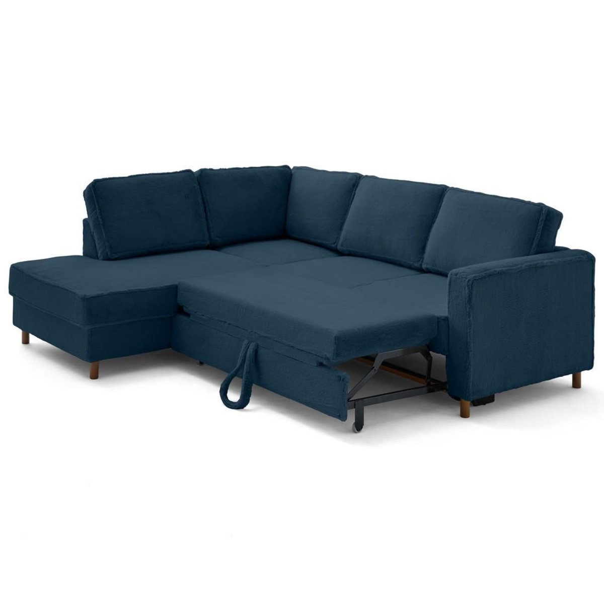 LISA DESIGN Jake - canapé d'angle gauche 5 places convertible en fausse fourrure