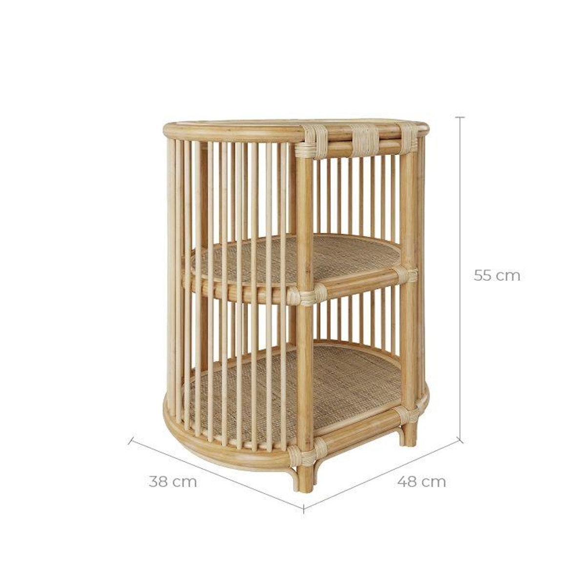 MAISON PAVANE Table d'appoint 2 étagères en rotin naturel-Marthe