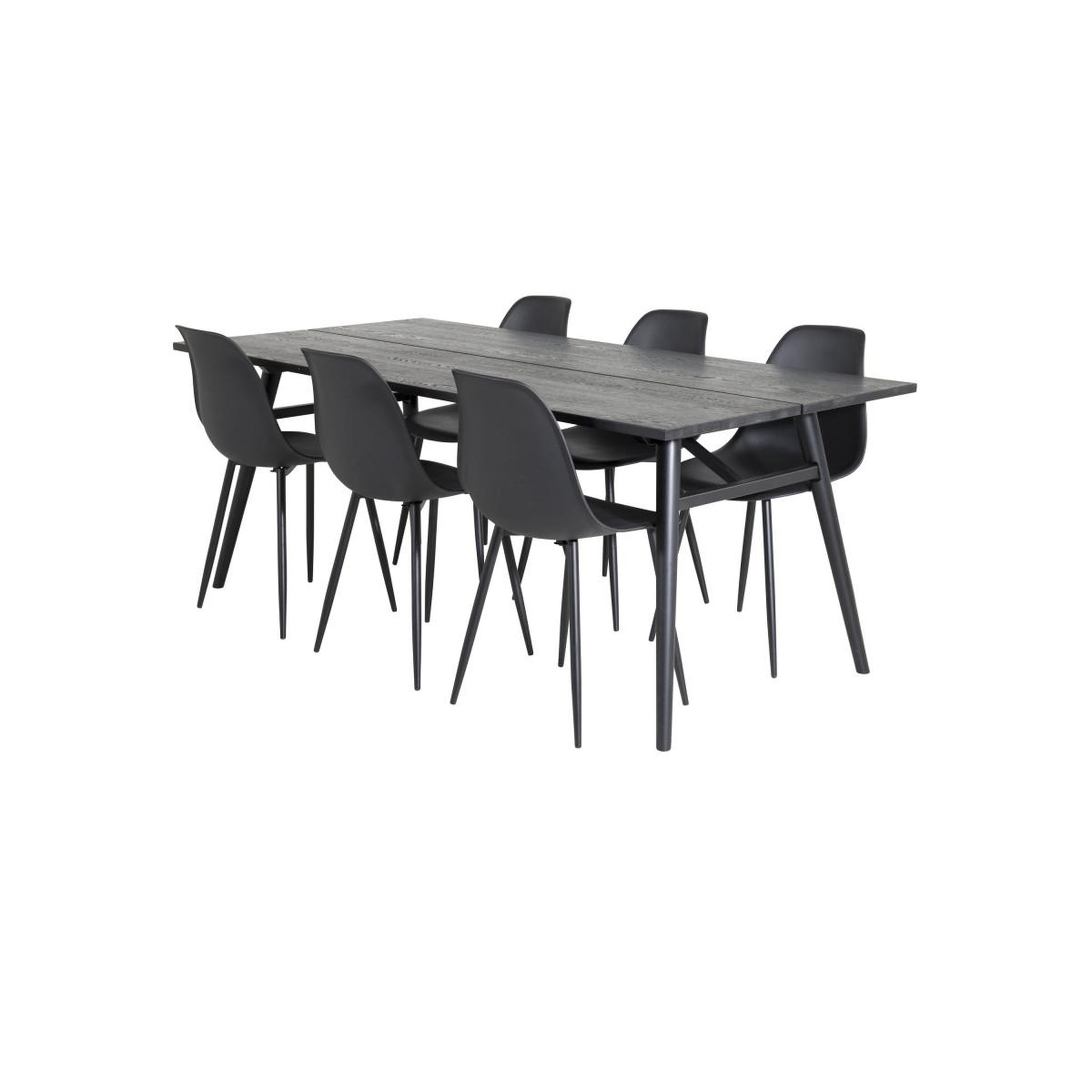 Voir la diapositive 3 : Paris Prix Ensemble table à manger extensible & 6 chaises  sleek & polar  195-280cm noir