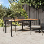VIDAXL Table de jardin 190x90x75 cm Resine tressee et bois acacia Noir